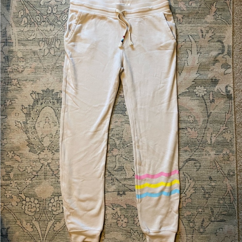 Sol Angeles Women’s Neon Waves Ivory Jogger Size Large Like New